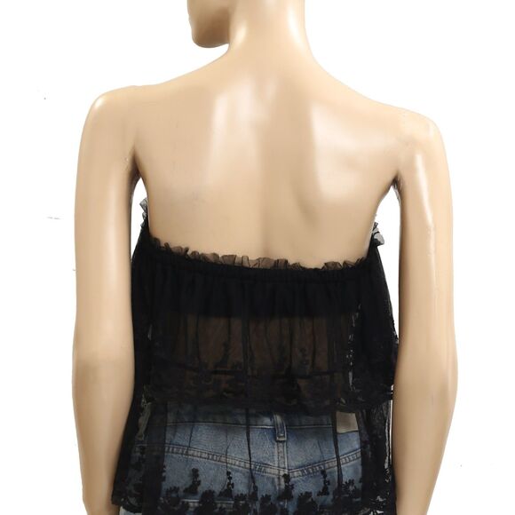 Free People Love You So Lace Tube Top Sheer Embroidered Tiered Ruffle M 283779 - Picture 7 of 8